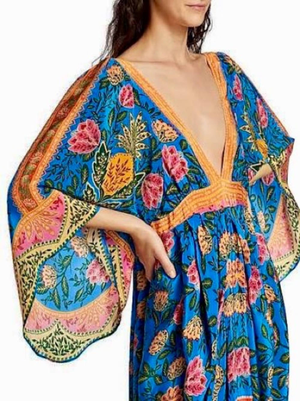 FARM Rio Blue Floral Maxi kaftan with Pineapple Garden - Picture 11 of 12